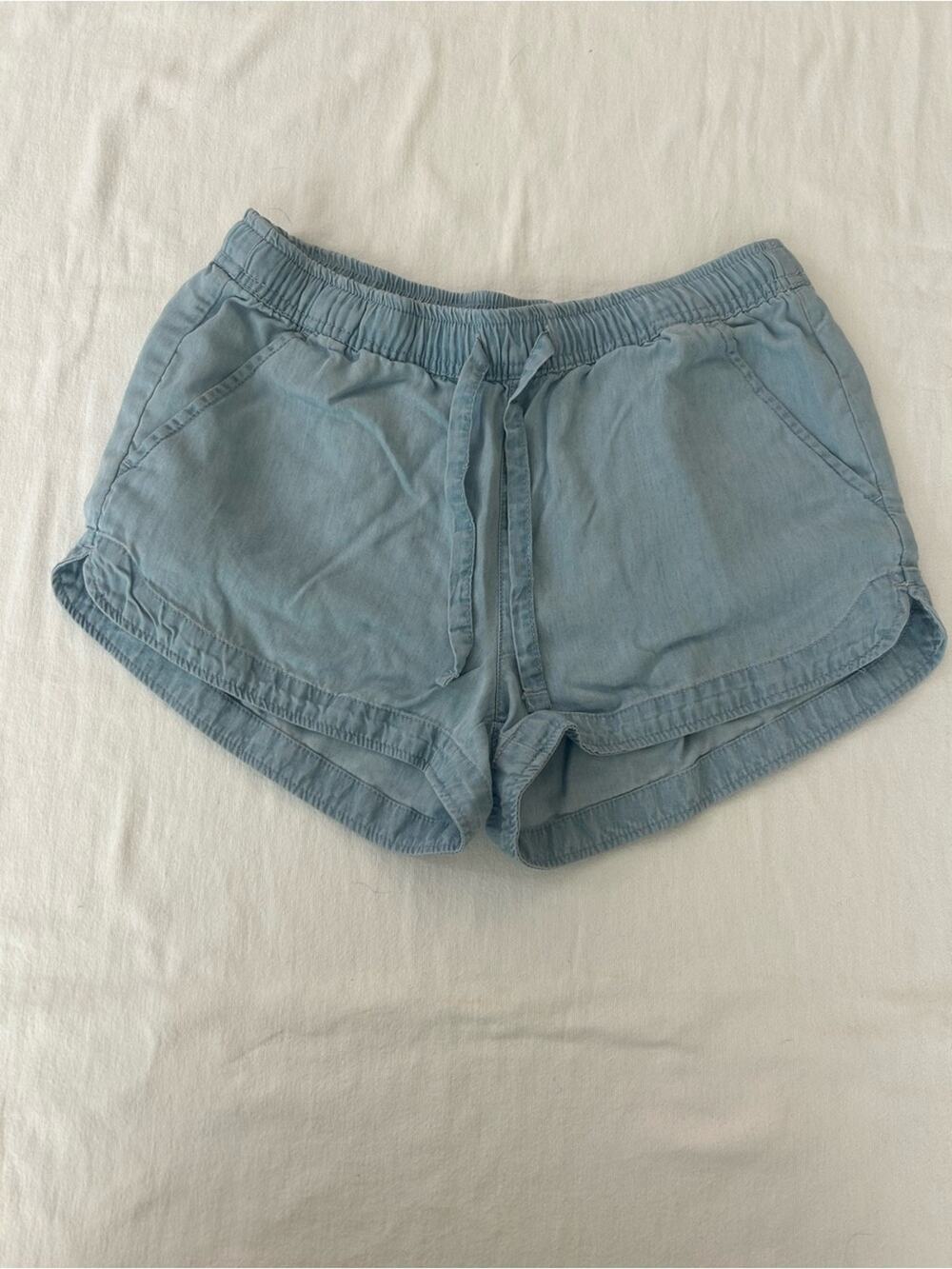 SO Women’s Small Light Blue Lyocell Lounge Shorts Drawstring Soft Shortie